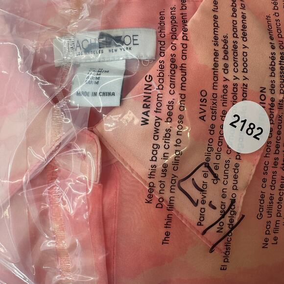 Rachel Zoe Semi-Sheer Button Up Shirt Sz M Pink Orange Animal Print Long Sleeves - Picture 9 of 9